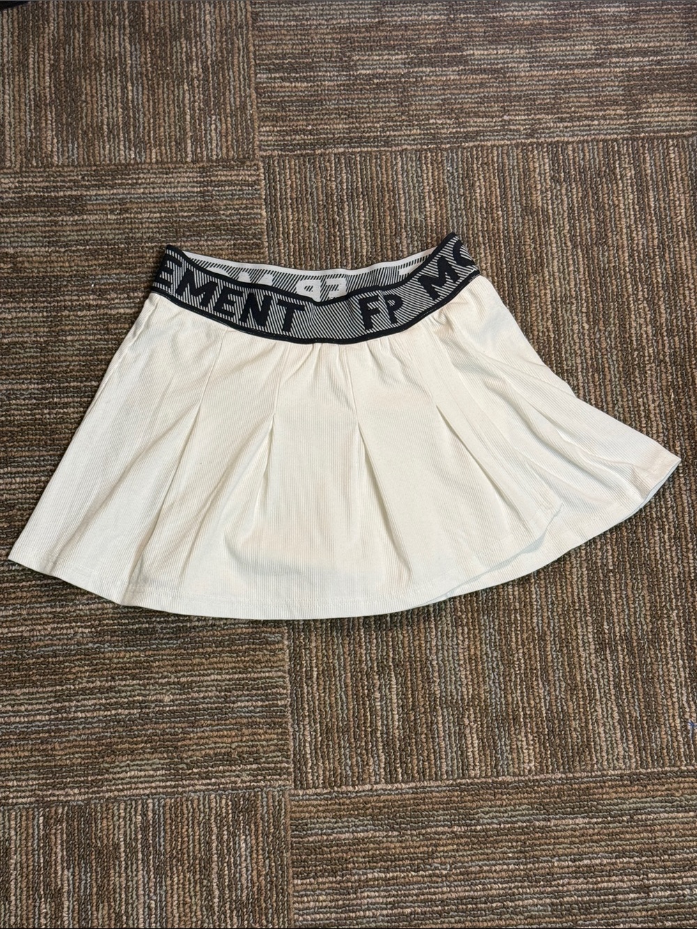 FP Movement by Free People Cream Skater Skirt with Black Branded Waistband